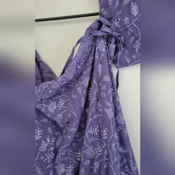 Light Purple A Line Embroidered Georgette Lehenga - Picture 5 of 9